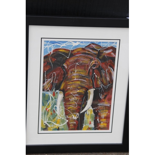 156 - 2 X ARYLIC PAINTINGS OF ANIMALS 
62CM