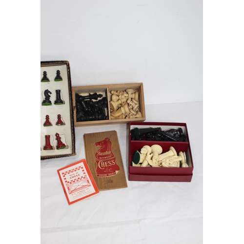 388 - QUANTITY OF CHESS PIECES AND BOARDS ETC