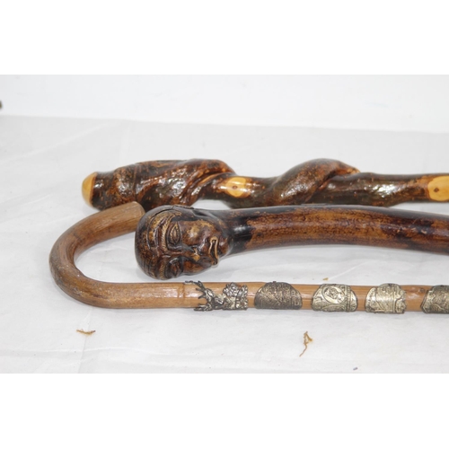 428 - 3 X INTERESTING WALKING STICKS 
91CM