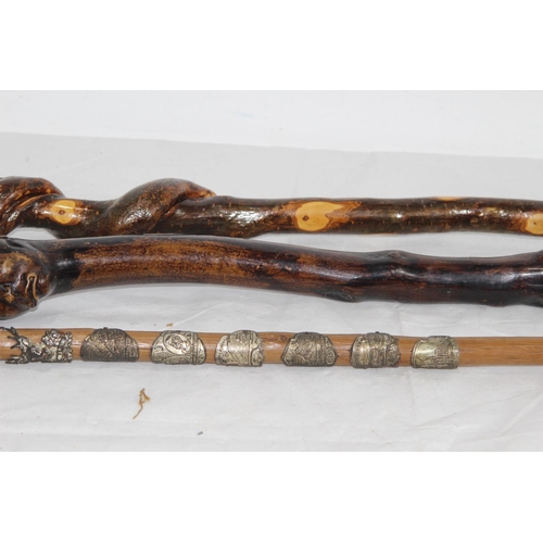 428 - 3 X INTERESTING WALKING STICKS 
91CM