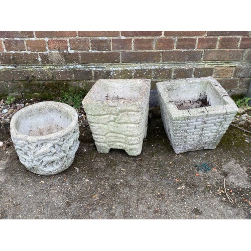 132 - 3 X STONE POTS 
32CM