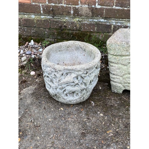 132 - 3 X STONE POTS 
32CM