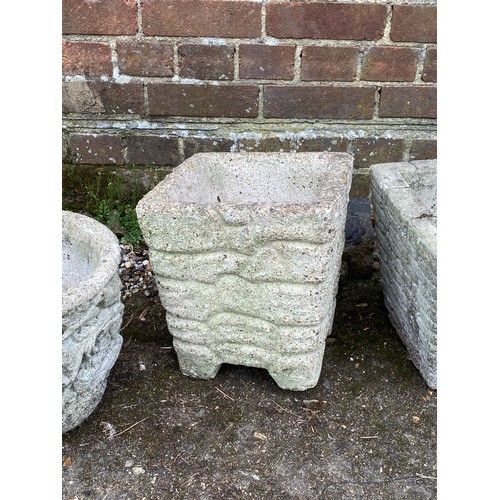 132 - 3 X STONE POTS 
32CM