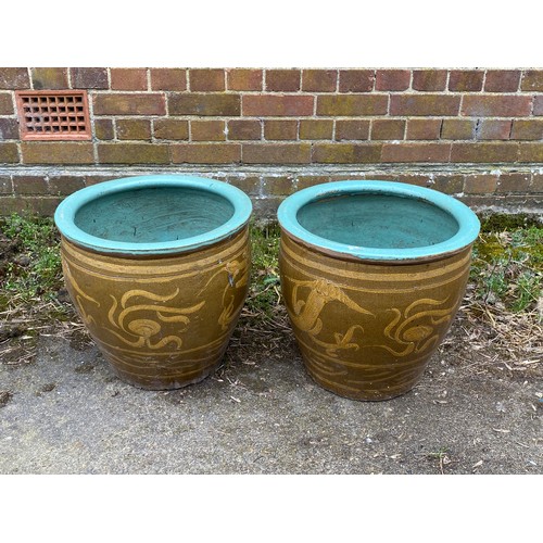 139 - PAIR OF DRAGON POTS 
44 X 40CM