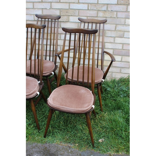 19 - ERCOL TABLE AND 6 CHAIRS INCLUDING CARVERS
176 x 71 x 75cm