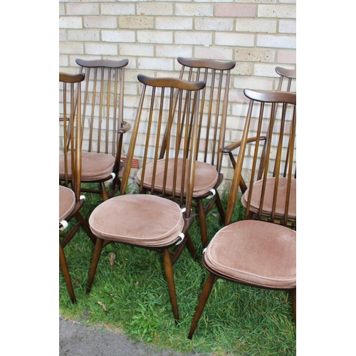 19 - ERCOL TABLE AND 6 CHAIRS INCLUDING CARVERS
176 x 71 x 75cm