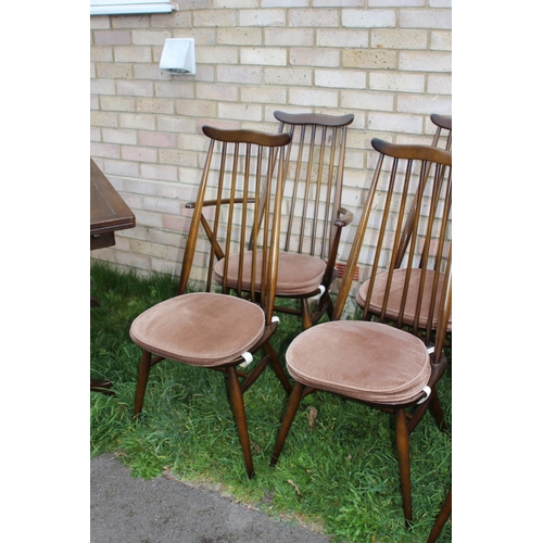 19 - ERCOL TABLE AND 6 CHAIRS INCLUDING CARVERS
176 x 71 x 75cm