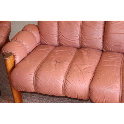 65 - EKORNES SOFA AND TWO ARMCHAIRS 
204 X 92 X 87CM