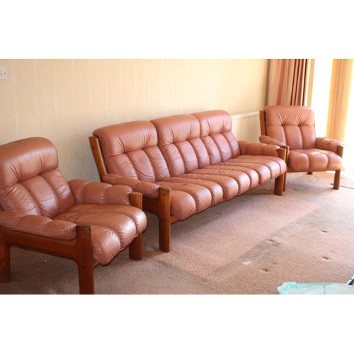 65 - EKORNES SOFA AND TWO ARMCHAIRS 
204 X 92 X 87CM