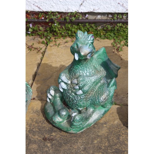 87 - 3 X STONE DRAGON GARGEN ORNAMENTS 
48CM