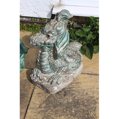 87 - 3 X STONE DRAGON GARGEN ORNAMENTS 
48CM