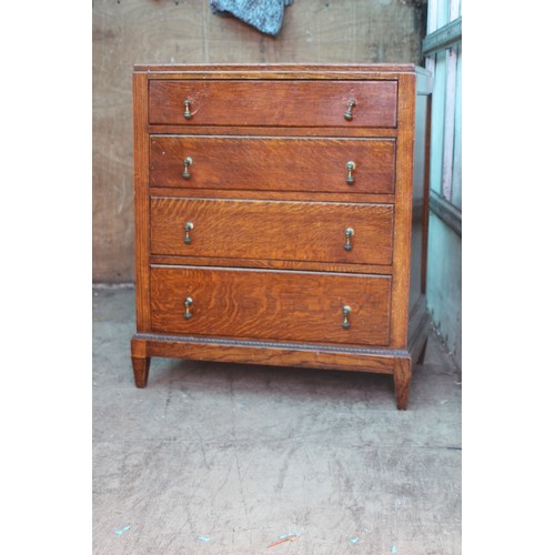 52A - SOLID OAK EDWARDIAN CHEST OF DRAWERS WITH TEAR DROP HANDLES 
76 X 54 X 92CM