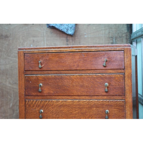 52A - SOLID OAK EDWARDIAN CHEST OF DRAWERS WITH TEAR DROP HANDLES 
76 X 54 X 92CM