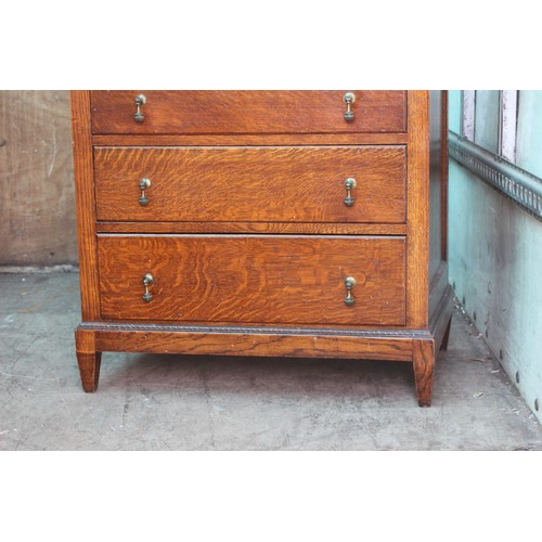 52A - SOLID OAK EDWARDIAN CHEST OF DRAWERS WITH TEAR DROP HANDLES 
76 X 54 X 92CM