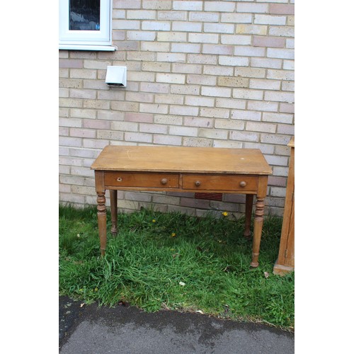 68 - PINE CUPBOARD WASH STAND, DESK AND CHAIR