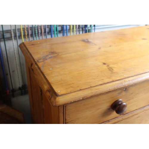 67 - VICTORIAN PITCH PINE CHEST OF DRAWERS