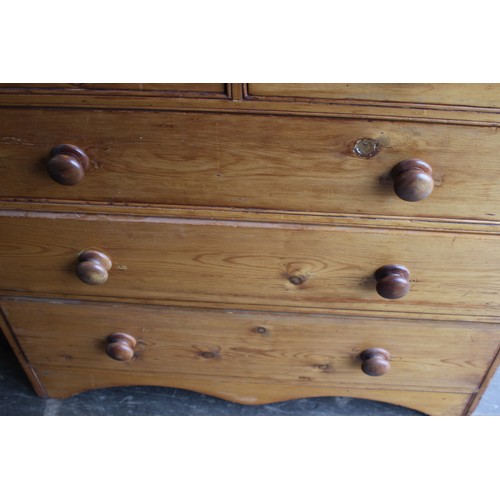 67 - VICTORIAN PITCH PINE CHEST OF DRAWERS