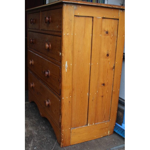 67 - VICTORIAN PITCH PINE CHEST OF DRAWERS