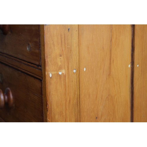 67 - VICTORIAN PITCH PINE CHEST OF DRAWERS