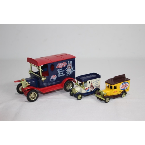 372 - 3 X PEPSI COLA DIE-CAST COLLECTION MODELS WITH BOXES