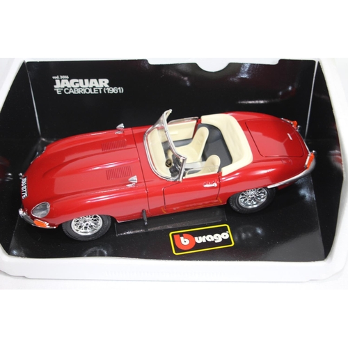 374 - BURAGO JAGUAR E CABRIOLET 1961 COD 3016 CAR MODEL WITH BOX