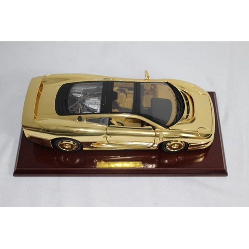 396 - XJ220 JAGUAR 22CT GOLD PLATED DIE-CAST MODEL WITH BOX