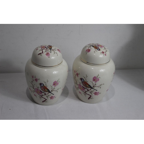 110 - PAIR OF ORIENTAL GINGER JARS 20CM AND VASES 35CM