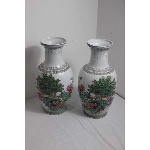 110 - PAIR OF ORIENTAL GINGER JARS 20CM AND VASES 35CM