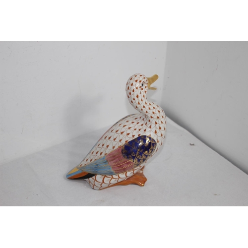 155 - SIGNED POTTERY DUCK 
24CM