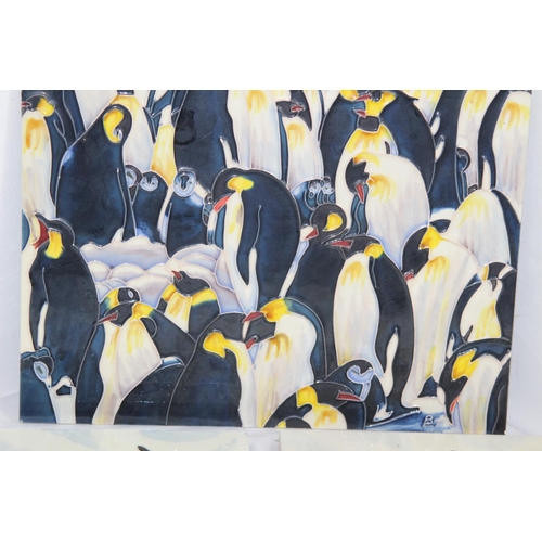 160 - 3 X PORCELIAN PENGUIN PLAQUES 
35 X 28CM