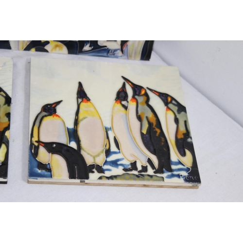 160 - 3 X PORCELIAN PENGUIN PLAQUES 
35 X 28CM