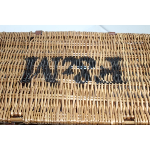 167 - QUANTITY OF CRANBERRY GLASS IN FORTNUM AND MASON BASKET