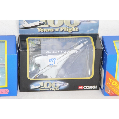 489 - 3 X CORGI CONCORDE REPLICAS DIE-CAST MODEL IN BOX