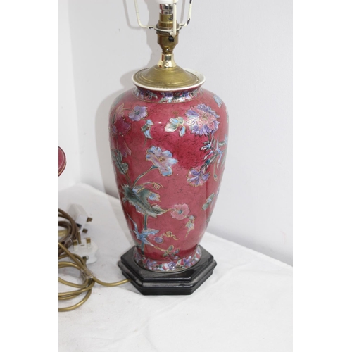 189 - 2 X ORENTIAL STYLE VASE LAMPS 
58CM