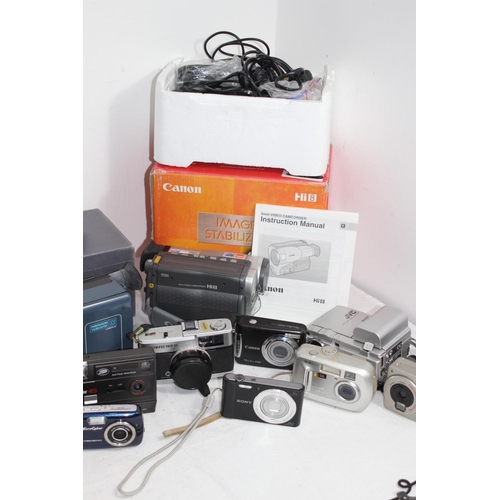 593 - BOX OF CAMERAS ETC