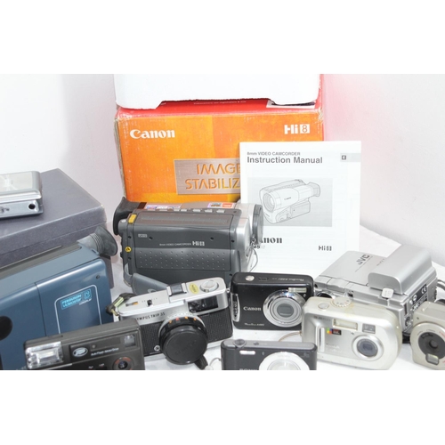 593 - BOX OF CAMERAS ETC