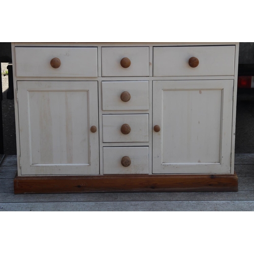 28 - PAINTED PINE FARMHOUSE DRESSER 
121 X 46 X 200CM