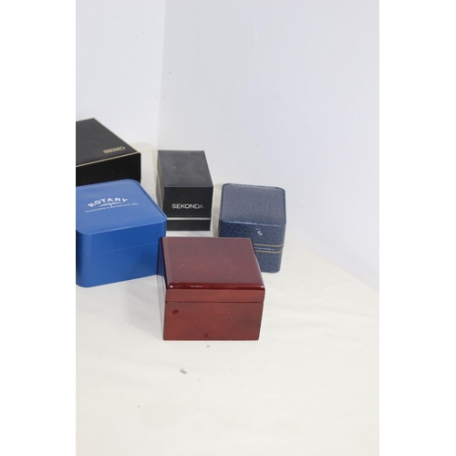 660 - BOX OF WATCH BOXES INCLUDING OMEGA