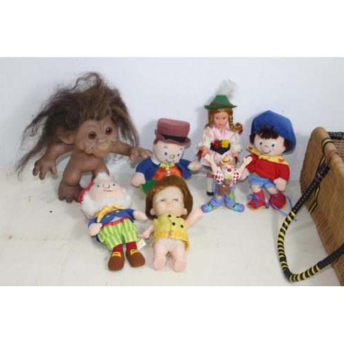 718 - BASKET OF VINTAGE TOYS