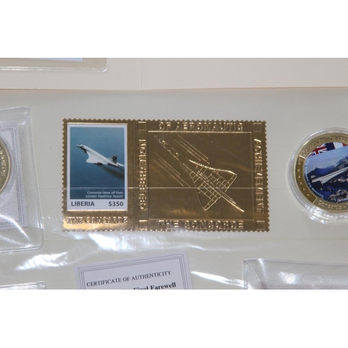 982 - QUANTITY OF CONCORDE STAMPS AND COINS