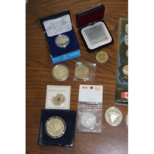 983 - QUANTITY OF CANADIAN AND AMERICAN COINS INCLUDING SILVER PROOFS