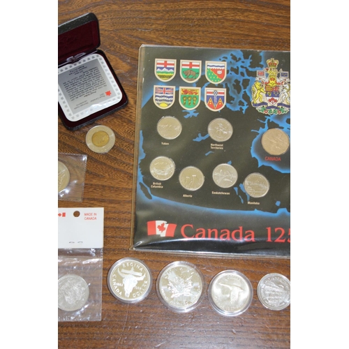 983 - QUANTITY OF CANADIAN AND AMERICAN COINS INCLUDING SILVER PROOFS