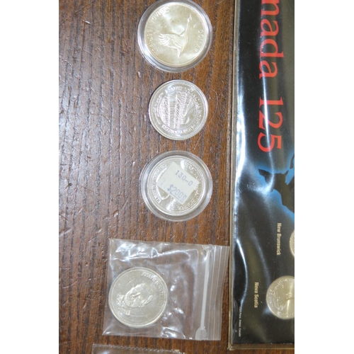 983 - QUANTITY OF CANADIAN AND AMERICAN COINS INCLUDING SILVER PROOFS