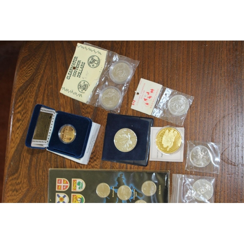 983 - QUANTITY OF CANADIAN AND AMERICAN COINS INCLUDING SILVER PROOFS