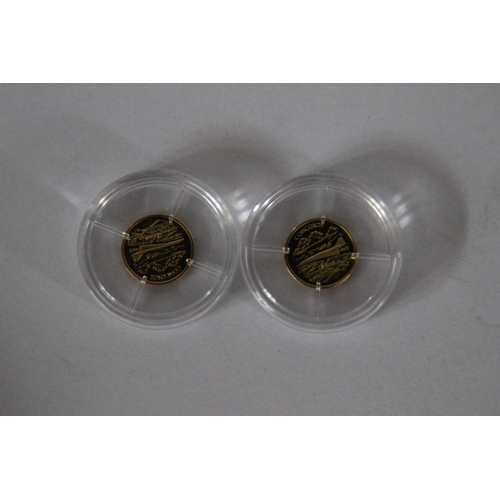 999 - 2 X HISTORY OF AVIATION GOLD 585 COINS - 0.5G EACH