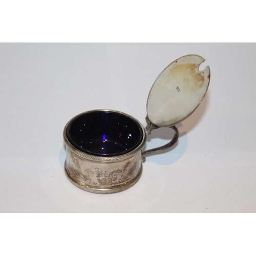 1007 - SILVER MUSTARD POT WITH LINER - 99.5G SILVER ONLY - LONDON 1938 - EDWARD BARNARD