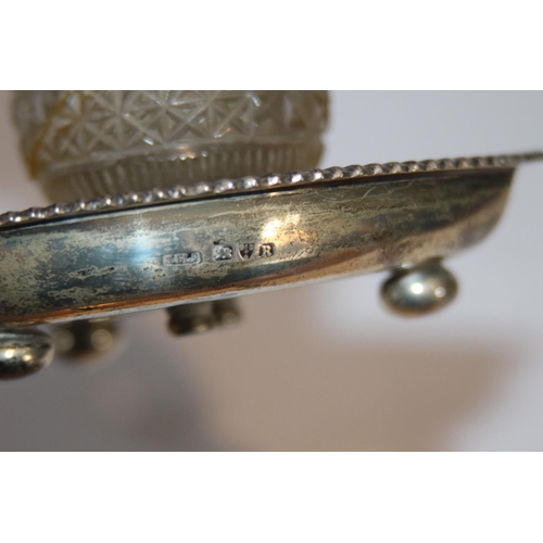 1022 - SILVER COLLAR SCENT BOTTLE ON SILVER TRAY - TRAY IS 87.5G - CHESTER 1900 - STOKES AND IRELAND - 11 x... 