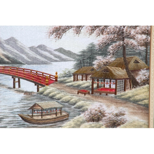 50 - 2 X SEWN SILK ORIENTAL PICTURES 
30 X 46CM