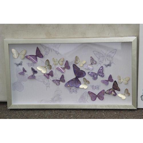 58 - 3 X BUTTERFLY PICTURES 
70 X 38CM