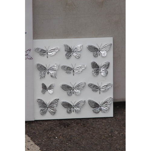 58 - 3 X BUTTERFLY PICTURES 
70 X 38CM